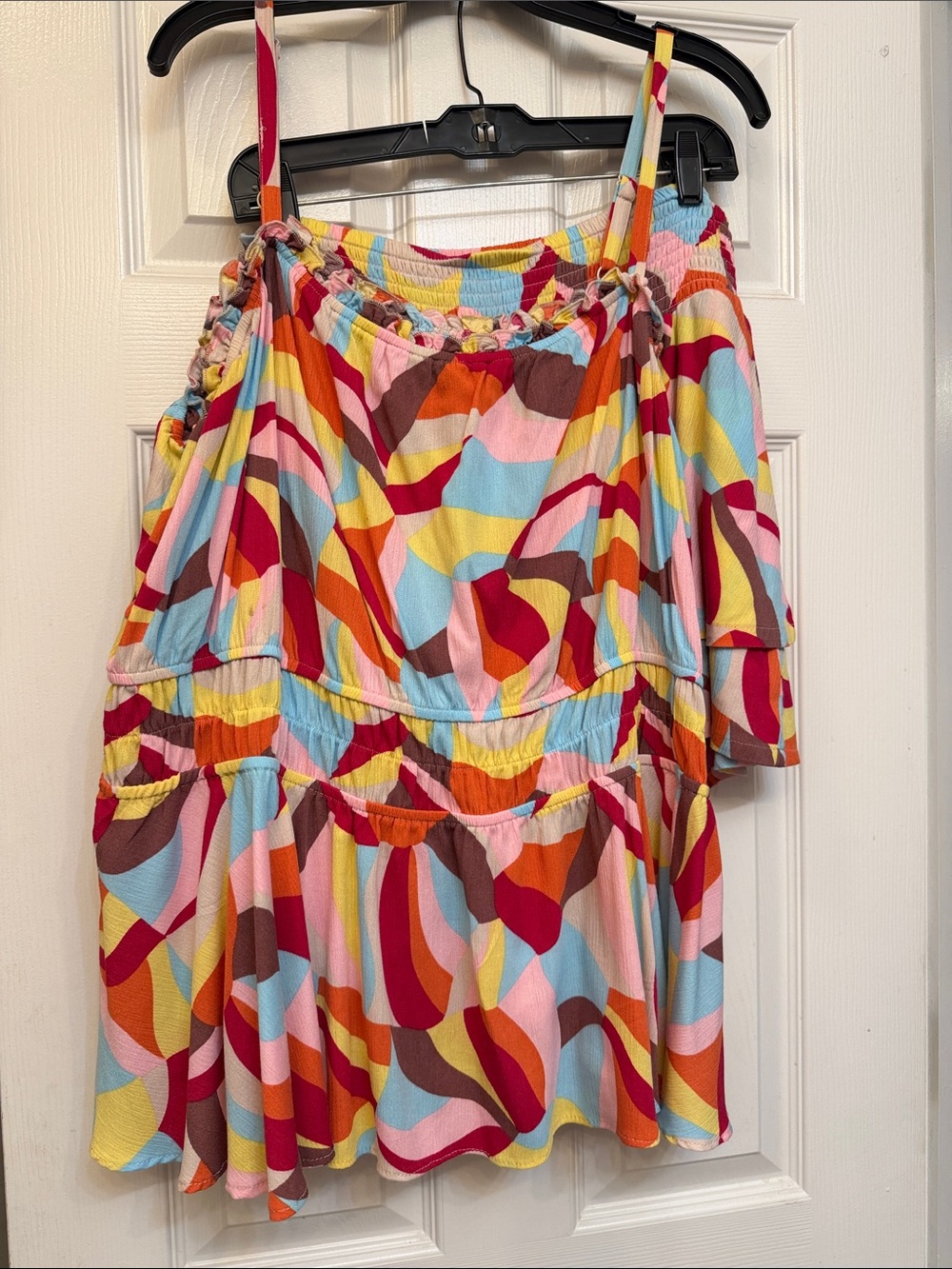 Colorful Abstract Print Summer Dress Top and shorts set